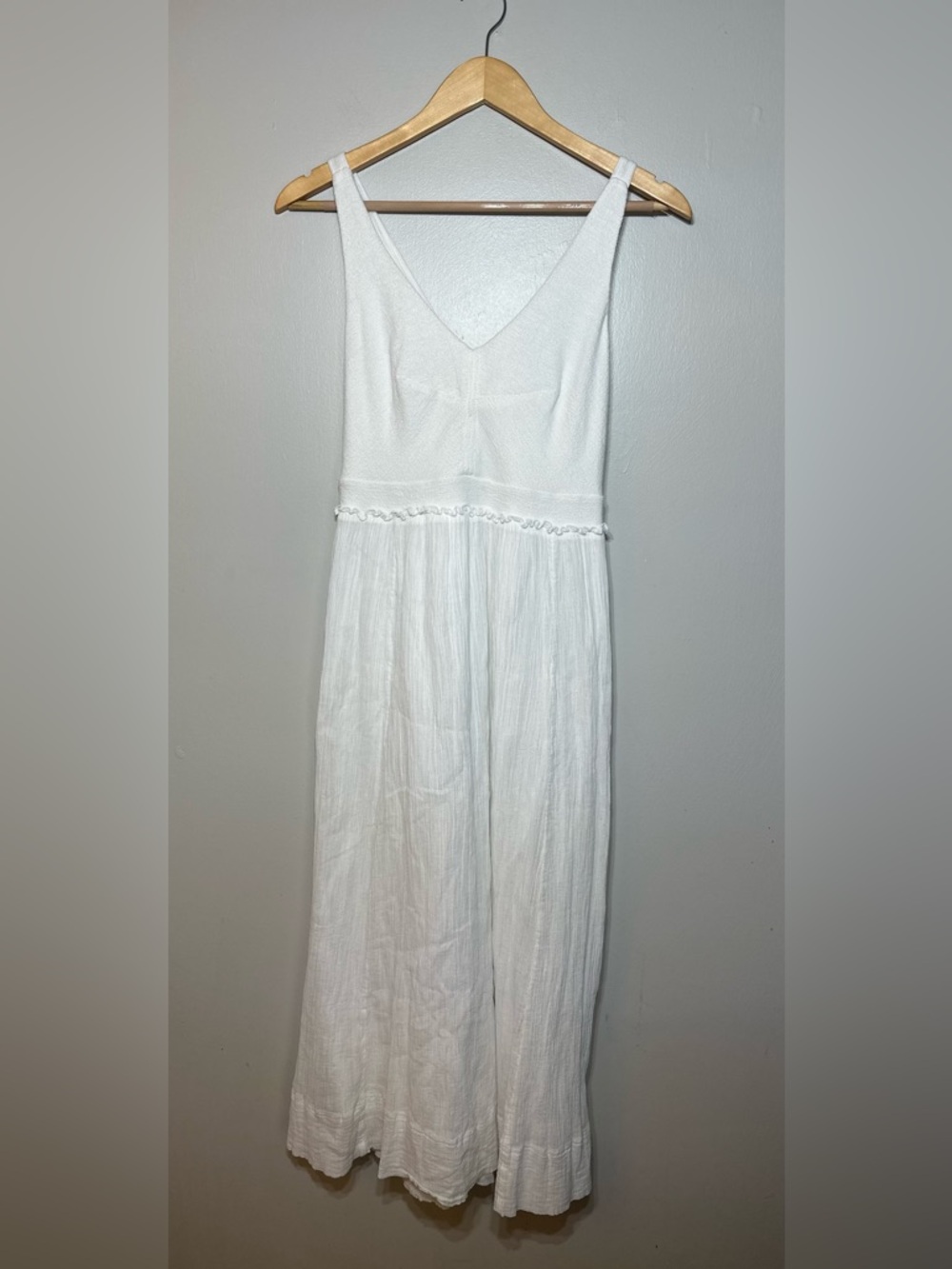 Anthropologie White cotton Smocked Waist Maxi Dress women’s size M #classic - Picture 2 of 8